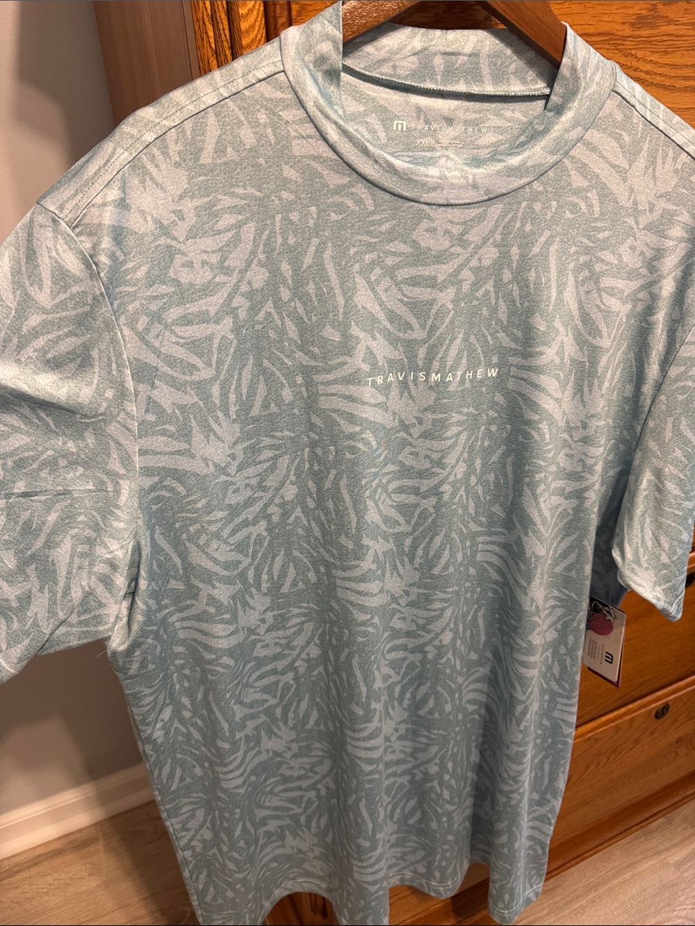Travis Mathew Pale Blue All-Over Pattern Crewneck Tee